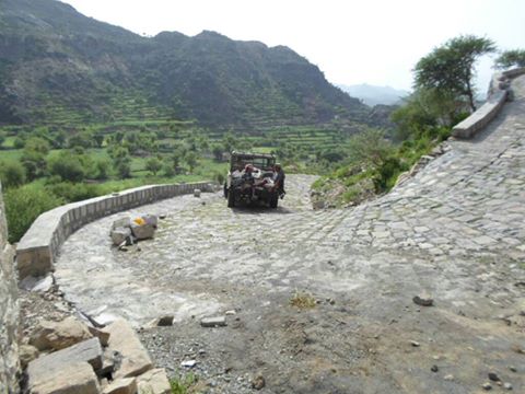 A road brings life into an isolated village in Taiz